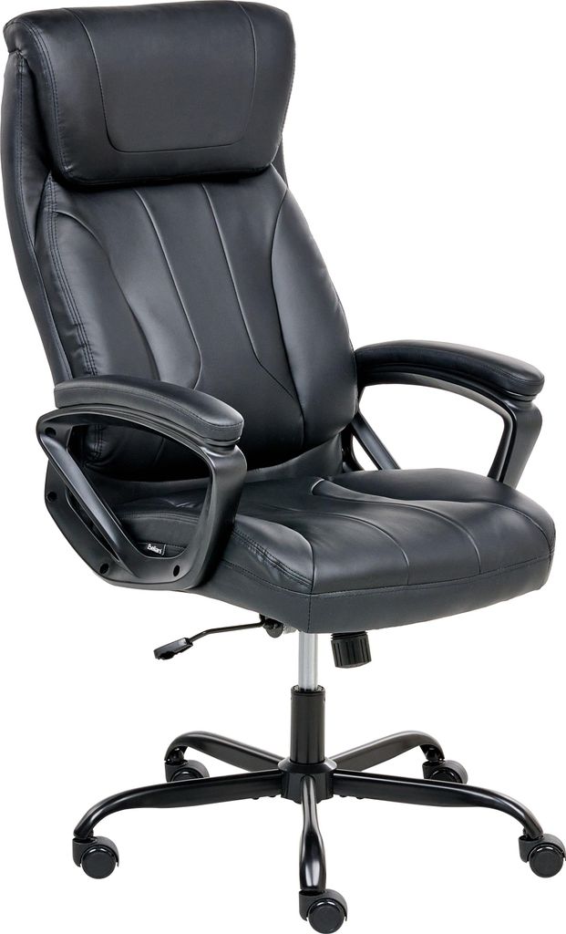 BELIANI Chefsessel Schwarz Kunstleder Gepolstert Höhenverstellung Drehbar Neigungsfunktion Ergonomische Form Bürostuhl Schreibtischstuhl Bürosessel