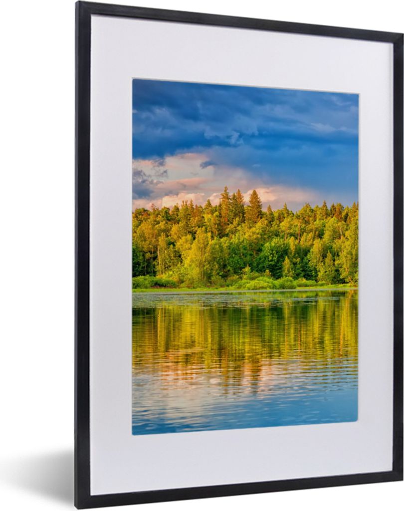 MuchoWow Gerahmtes Poster Wasser - Natur - Wald 30x40 cm - Poster mit Schwarzem Bilderrahmen Wandposter Rahmen Foto Bilder - Wandposter Schlafzimmer