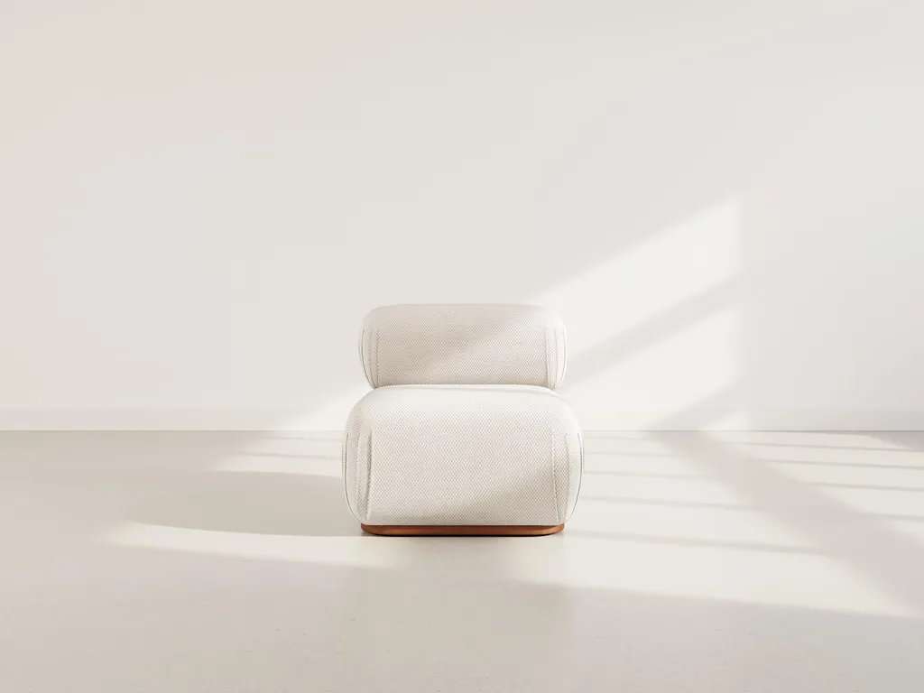 Module assise velours texturé beige Penelope - Confort ferme et doux