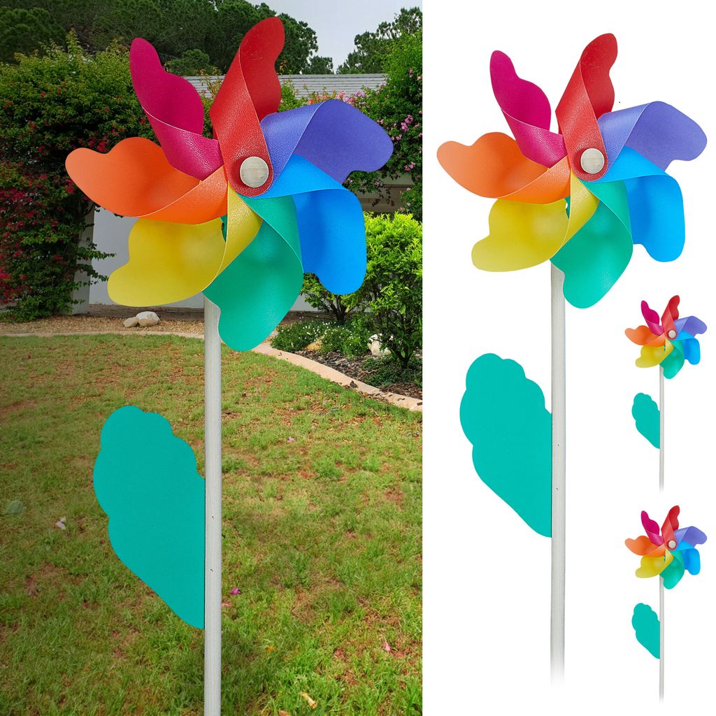 Windrad 3er Set Ø18cm H48cm Holzstab Kunststoff bunt Produktbild 