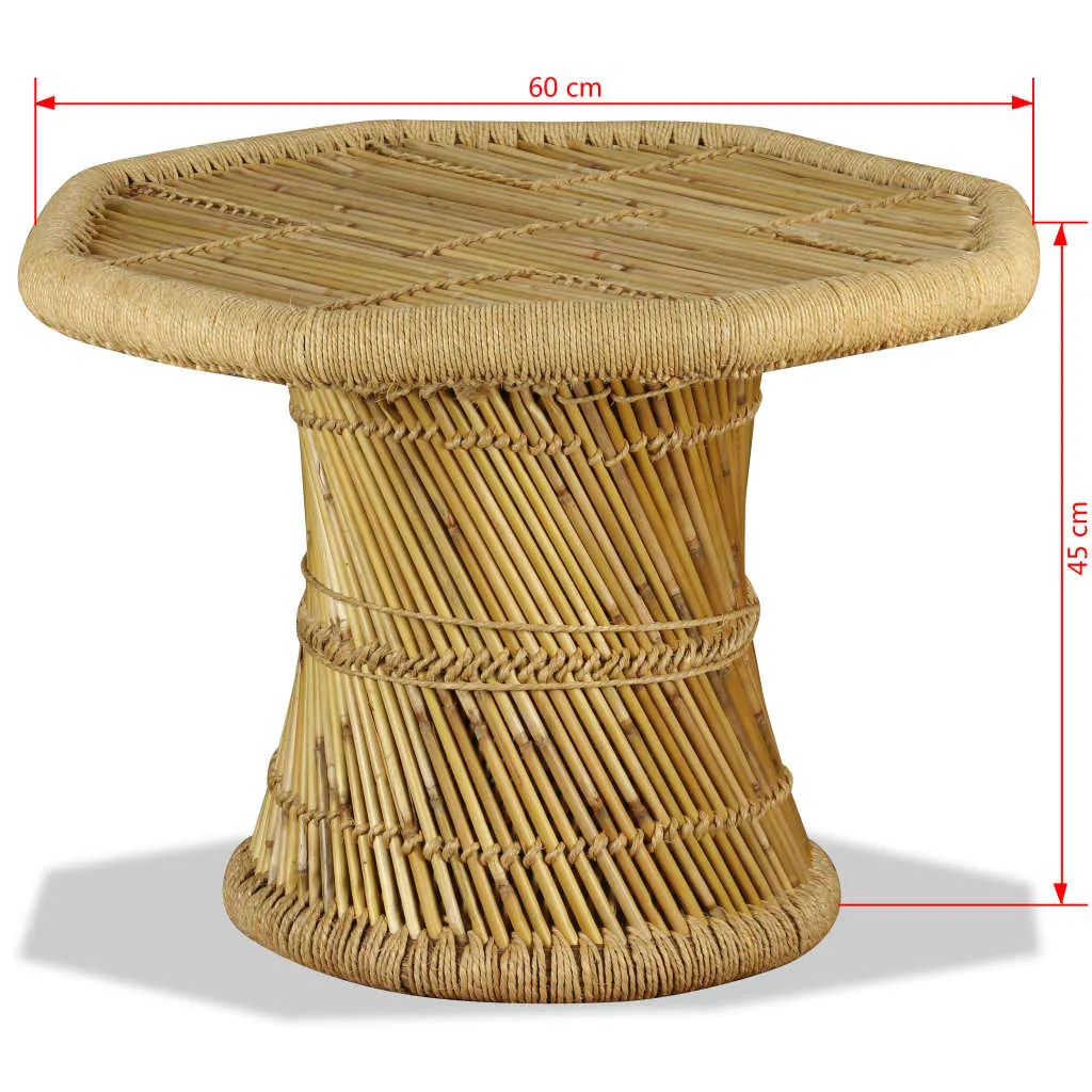 Table Basse en Bambou Durable 60x60 cm - Forme Octogonale et Robuste - 5