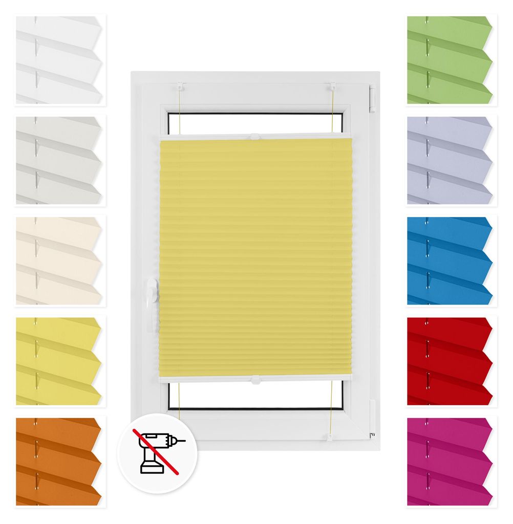 Estika Plissee ohne Bohren - 45 x 120 cm - Gelb - Einfache Produktbild 