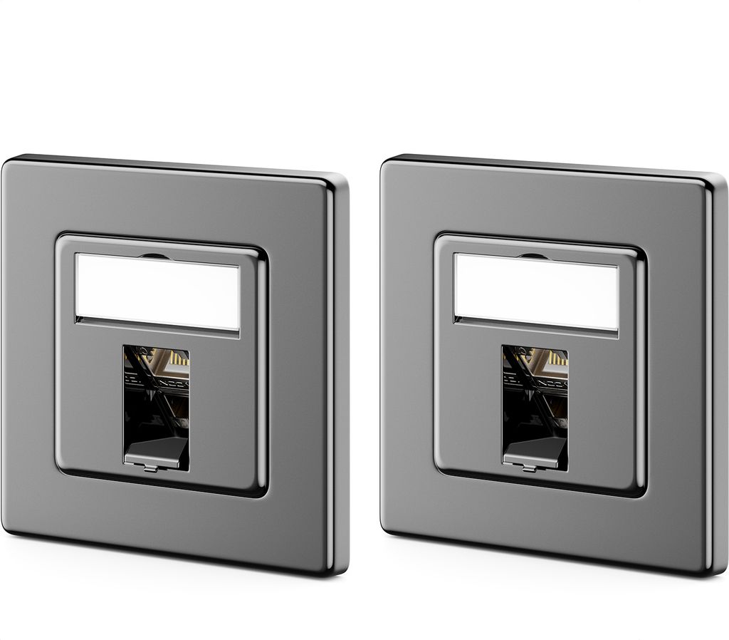 deleyCON 2x CAT7 Netzwerkdose 1 Port LAN Dose Anschlussdose Datendose Unterputzdose + 2x CAT 7 Keystone Modul 45° Gewinkelter Auslass RJ45 DSL Net...