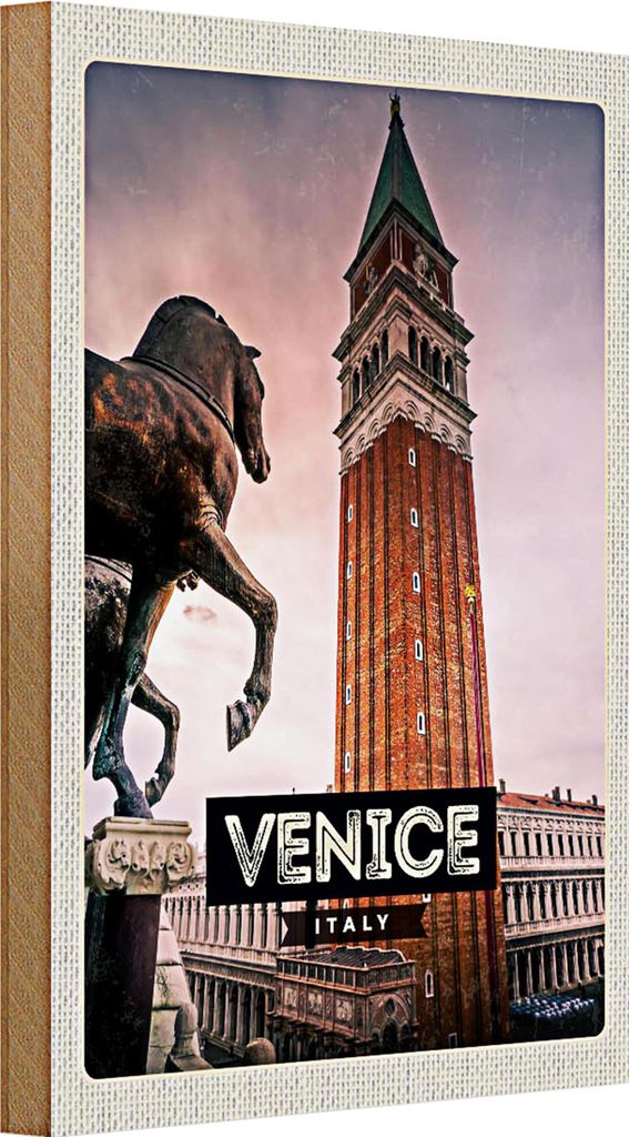 Holzschild Reise 20x30cm Venice Italy Italien Pferd