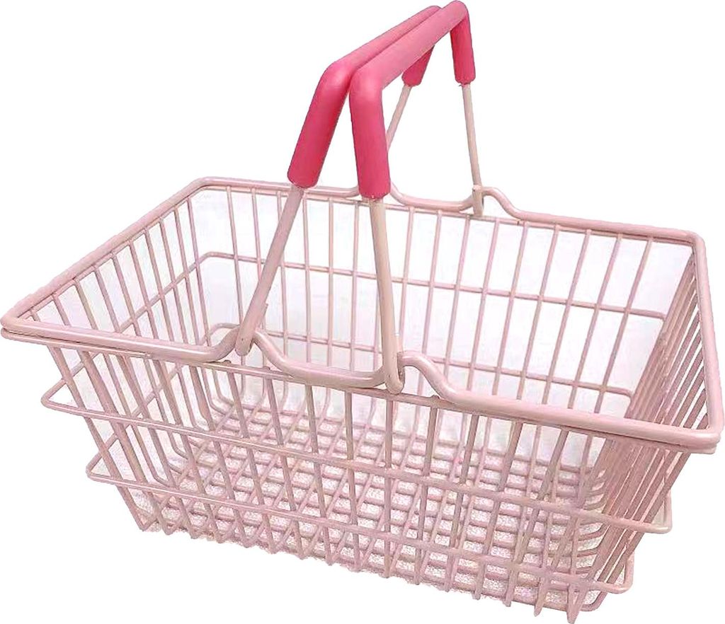 Tischaufbewahrungskorb aus Eisen, robust, stabil, gesundheitlich unbedenklich, Ölfarbe, schöner tragbarer Aufbewahrungskorb für Schlafzimmer, rosa