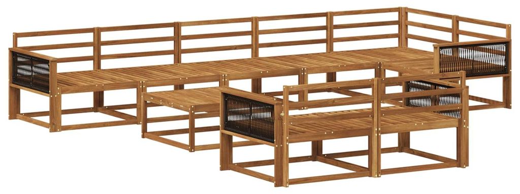 “2026 Modern“ Braun Outdoor-Sofagarnitur 9 pcs Natur Massivholz Akazie - Designermöbel 96739 - Gartensofas