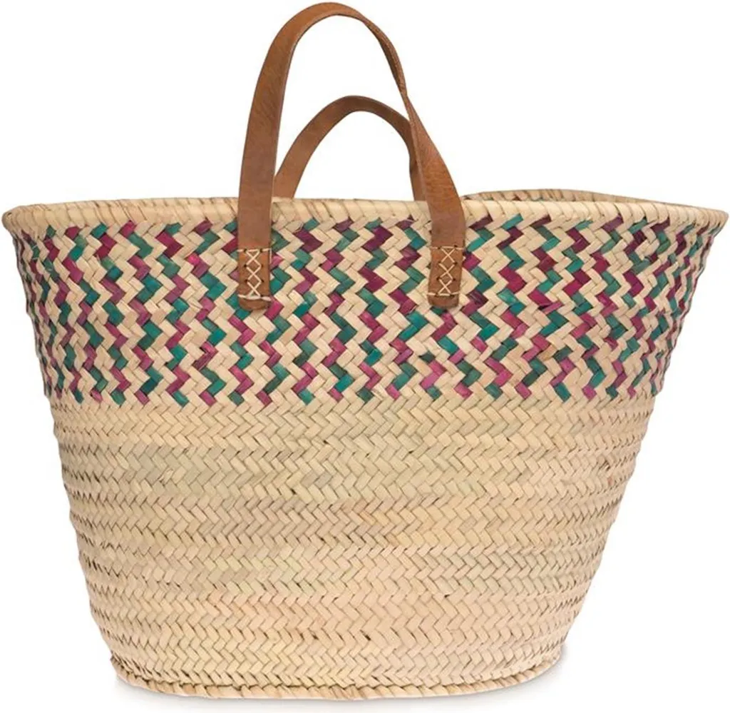 Sac Source Balance artisanal en palmier avec détails tressés colorés