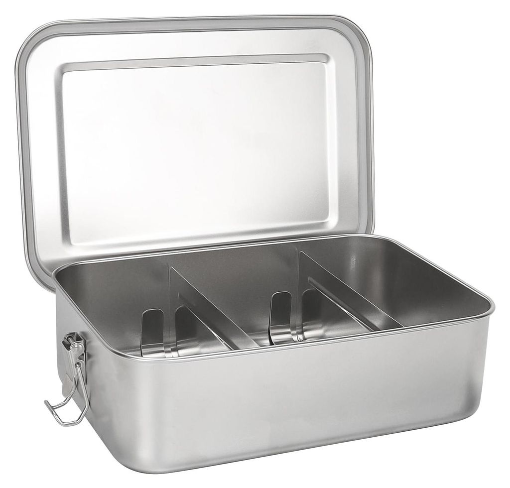 2400 ml Edelstahl-Lunchbox, wasserdichte Bento-Box mit Fächern und Verschlüssen für Schule, Arbeit und Picknicks. Langlebige und umweltfreundlic...
