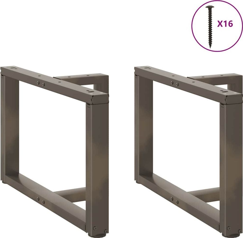 vidaXL Couchtischbeine T-Form 2 Stk. Naturstahl 70x25x(42-43) cm Stahl
