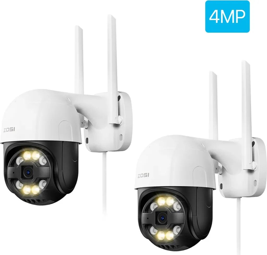 Telecamera ZOSI PTZ Wifi, risoluzione 4MP, rilevamento AI per persone e veicoli, 4MP NO Scheda TF x 2