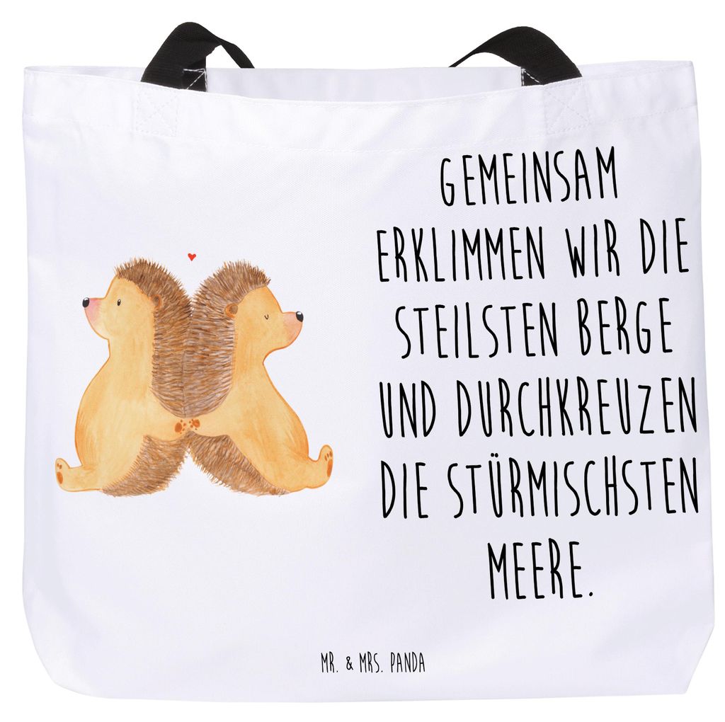 Mr. & Mrs. Panda Strandtasche Igel händchenhaltend - Weiß - Geschenk, Verknallt, Love, glücklich, Tasche, Liebe, Laptoptasche, Tote Bag, Hochzei...