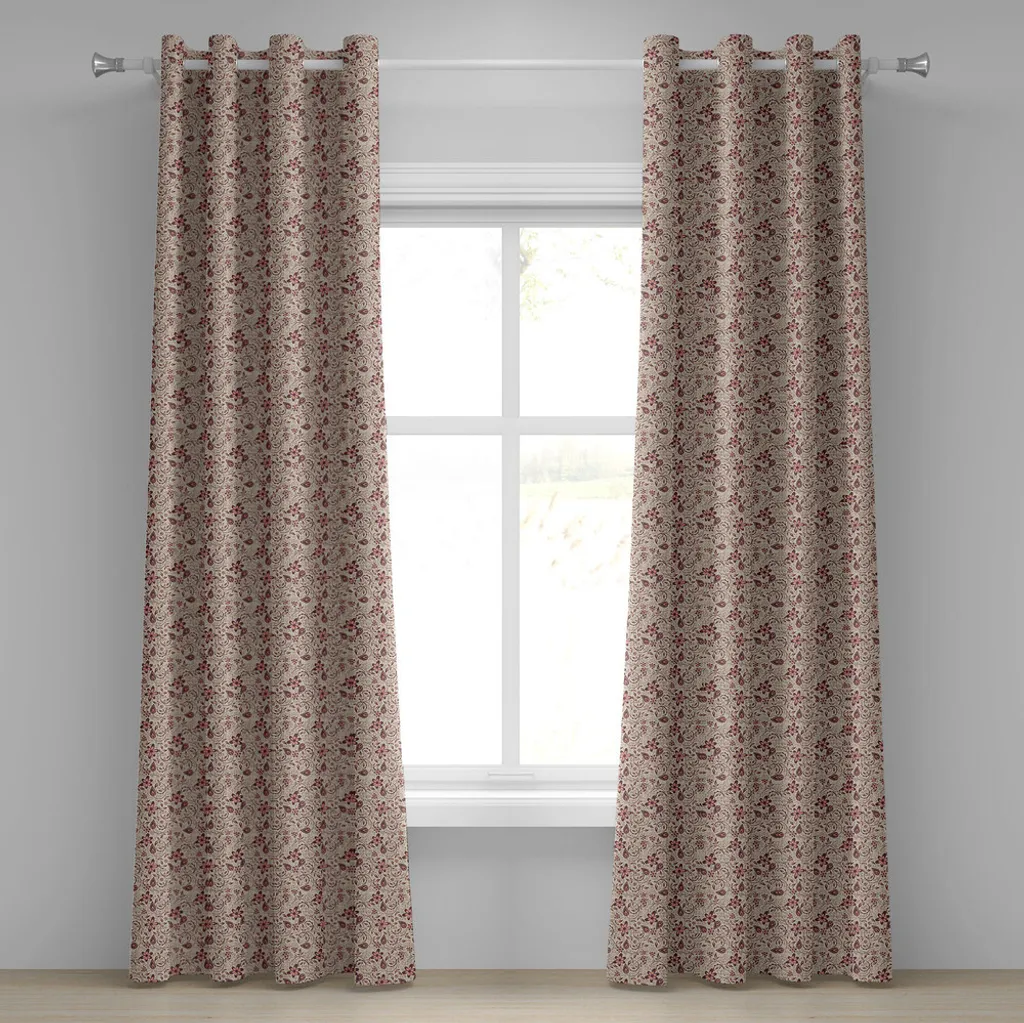Rideau à œillets ABAKUHAUS 280x245 cm motif champ de fleurs Tan Coral