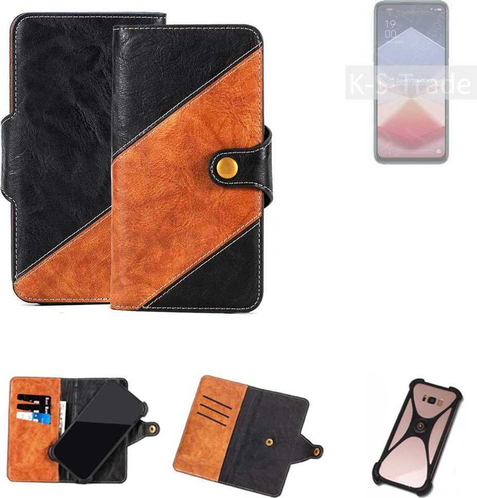K-S-Trade Handyhülle Schutzhülle Bookstyle Case Wallet-Case kompatibel mit Oppo K10 Vitality Edition Handy Cover Bumper Klapphülle schwarz