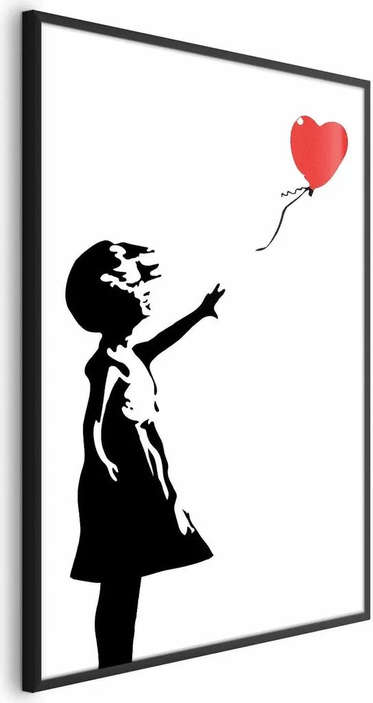 Poster Ragazza con palloncino 60x90 cm con cornice nera senza margini