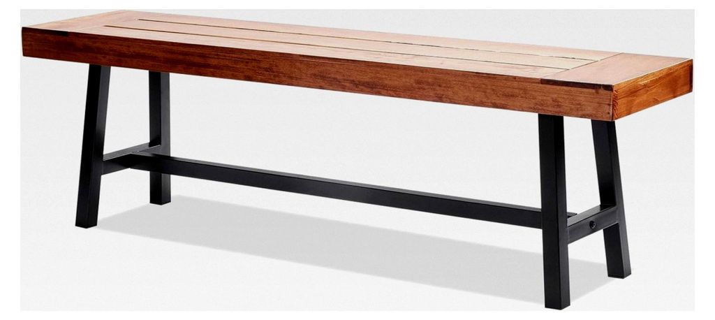 Gartenbank aus Holz mit Metallbeinen, 160 cm, für den Außenbereich, 227 kg Tragkraft, Parkbank, Essbank, Terrassenbank