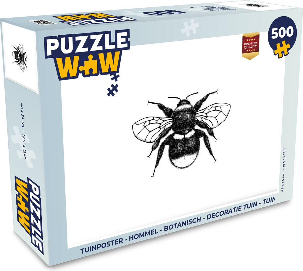 MuchoWow Puzzle 500 Teile Hummel - Botanisch - Retro - Insekten - 500 Teile - Kinder - Selberbauen - Puzzlespiele