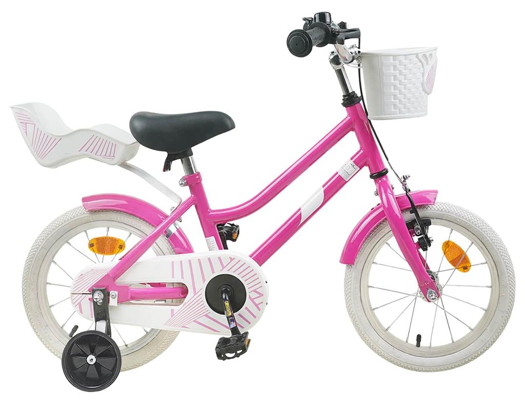 vidaXL Kinderfahrrad 16 Zoll für 4-6 Jahre alt Dunkelrosa
