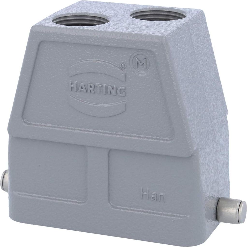 HARTING Han 10B Tüllengehäuse hoch, 2xM20 gerader Kabelabgang, für 1 Bügel (am Unterteil) Verschraubung M20