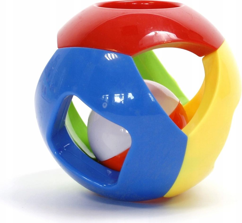 Baby Rassel Ball Bunt - Greifling & Motorikspielzeug für Kleinkinder 9cm Durchmesser
