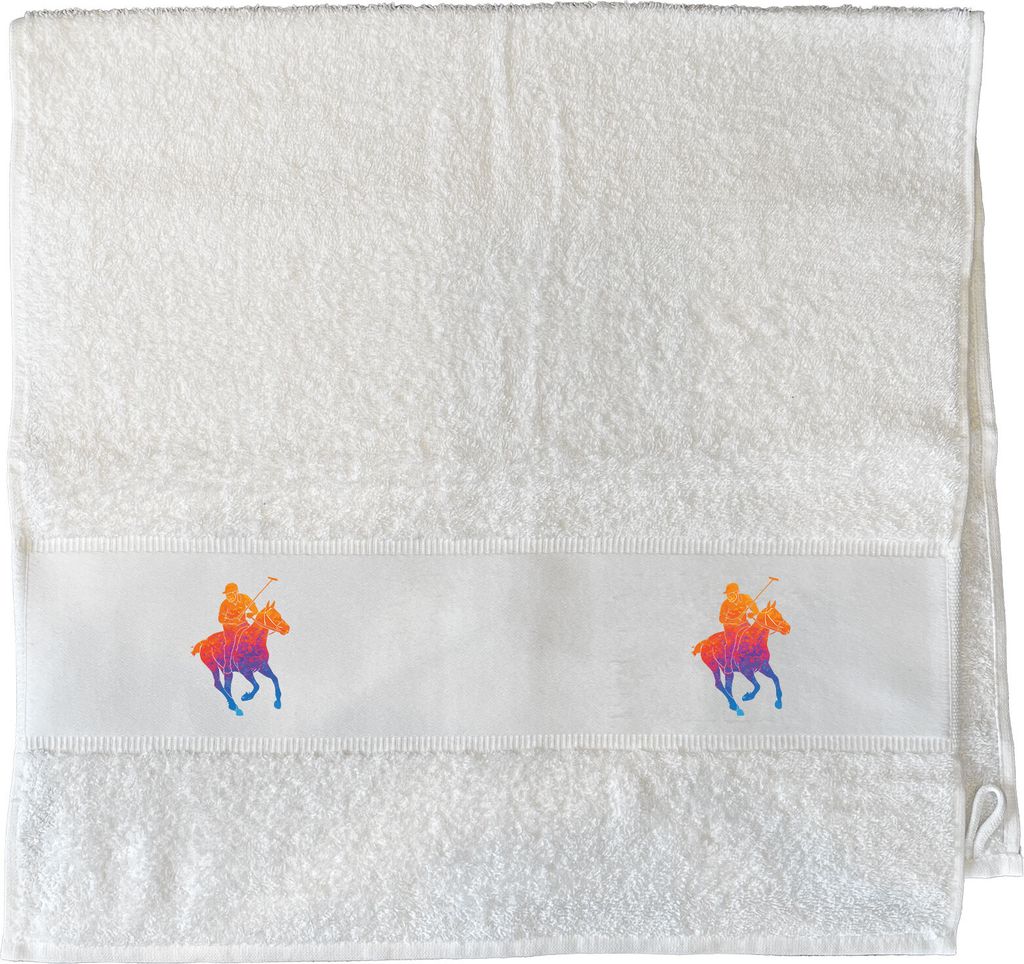 Huuraa Handtuch Polo Spieler bunte Silhouette 50x100cm White Baumwolle Handtuch Geschenkidee