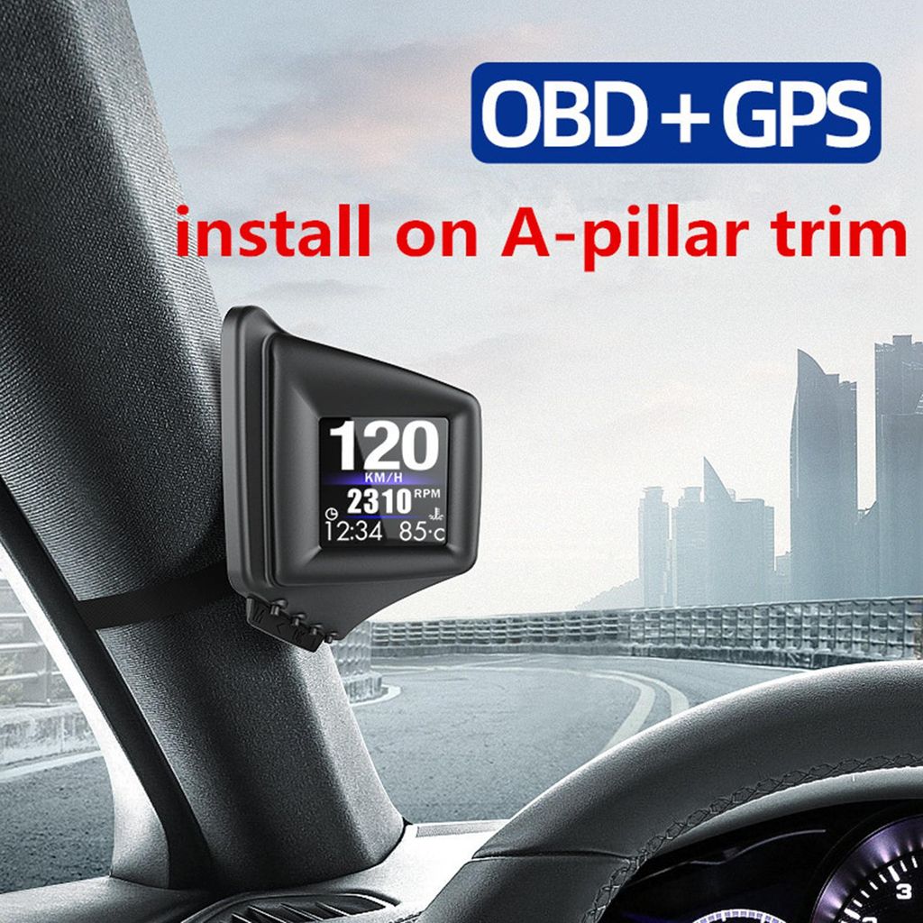 Auto-Head-Up-Display, OBD+GPS Smart Gauge High-Definition-Tachometer-Diagnosetool, OBD-Fehlercode-Beseitigung, sicherer Fahrcomputer, Übergeschwin...