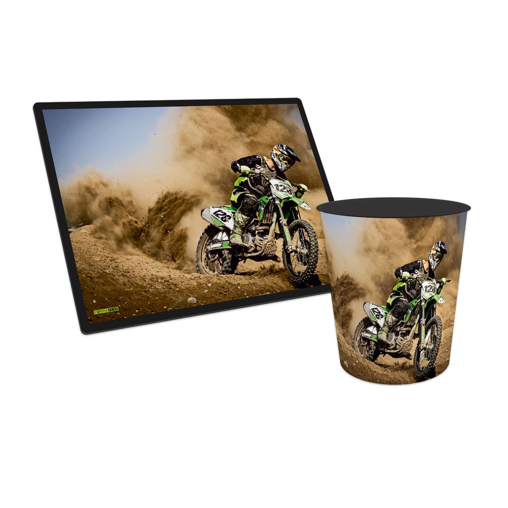 itenga Papierkorb mit Schreibunterlage Motiv Motocross