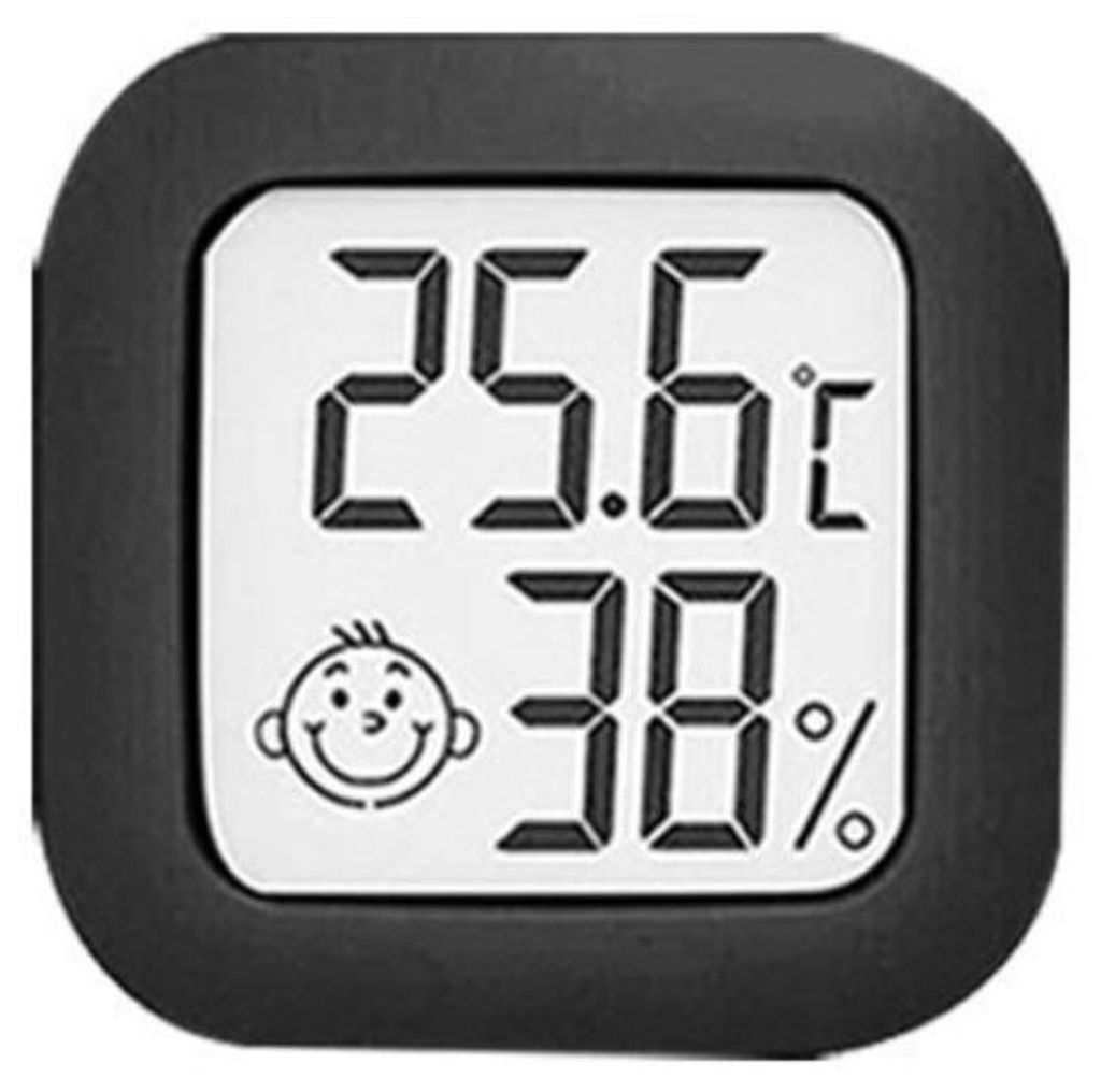 INF Mini Smiley Innen Thermometer Hygrometer ABS 4.4cm x 4.5cm für Zuhause Schwarz