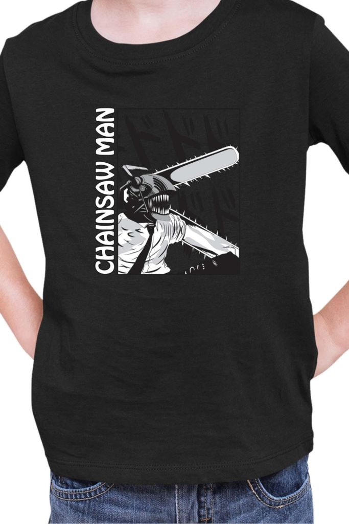 Kinder T-Shirt Manga Japan Anime Comics Animation Chainsaw Anime manga Man 03, 5-6 Jahr - 116 / Schwarz