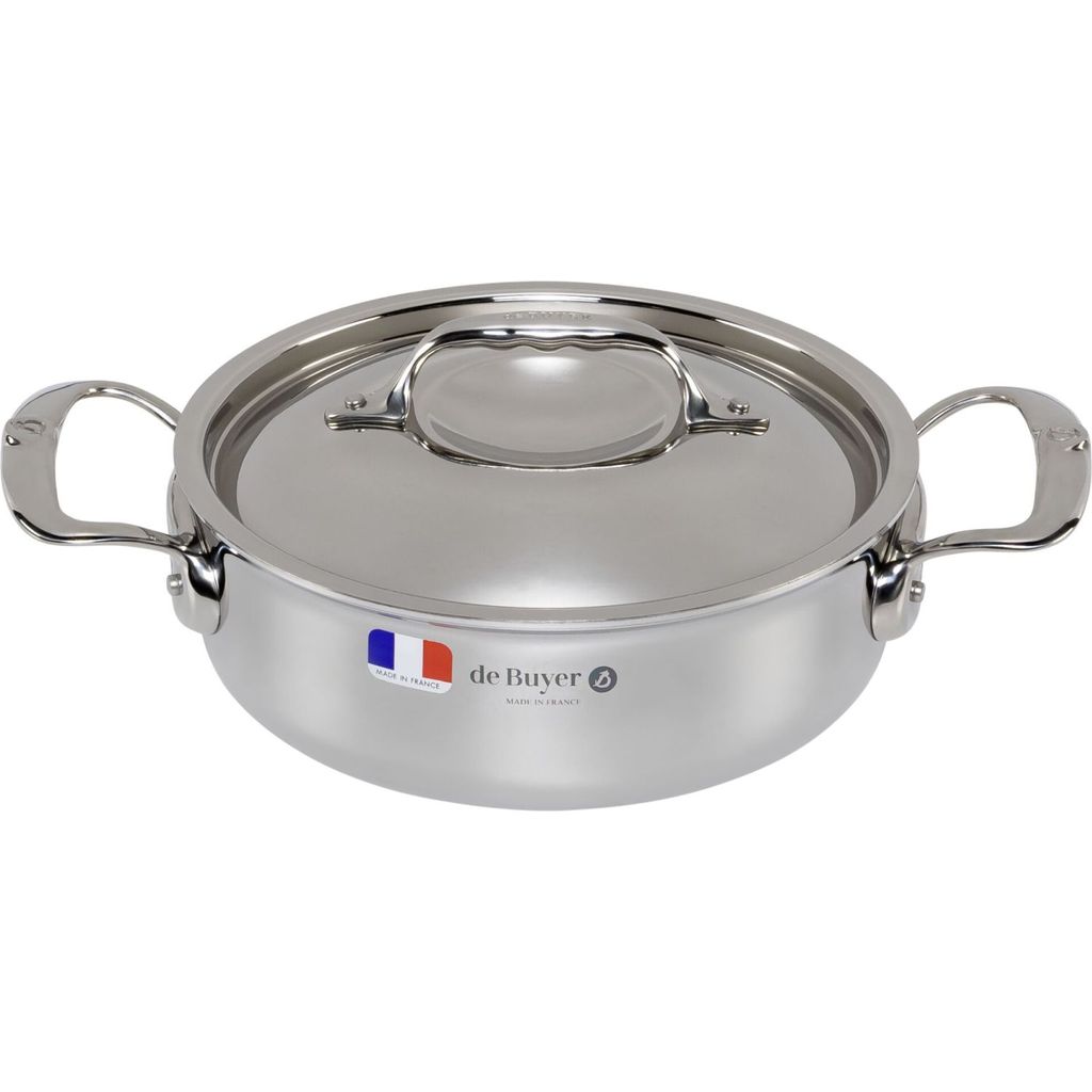 De Buyer Affinity 3741.20 Sauteuse inkl. Deckel, Edelstahl, 20 cm Durchmesser, Induktionsherd-geeignet