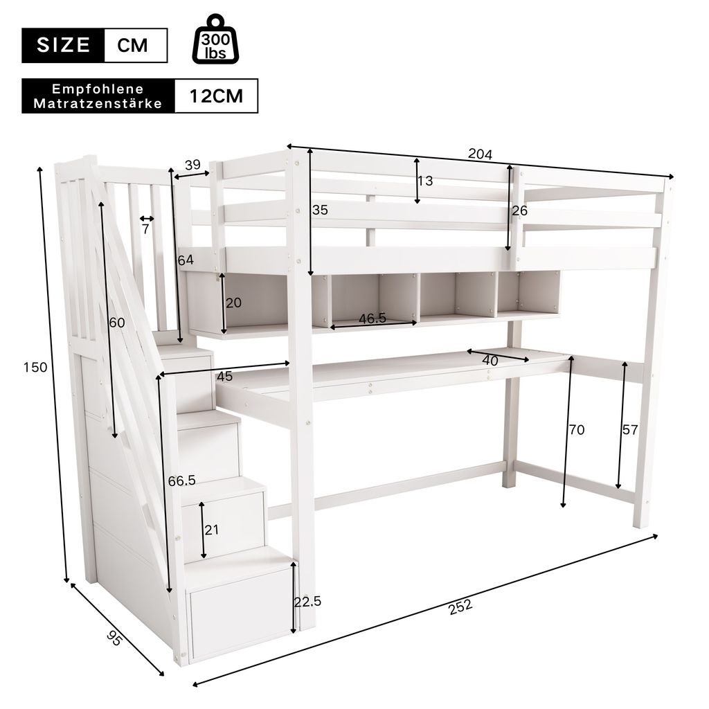 Łóżko piętrowe Flieks 90x200cm ze schodami, łóżko na Zdjęcie produktu 4