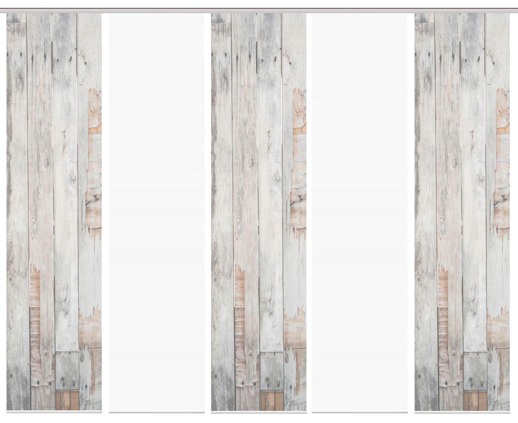 VISION S LIZZA Schiebegardine, halbtransparente Bambus-Optik, 260x60 cm, grau, Holzmotiv