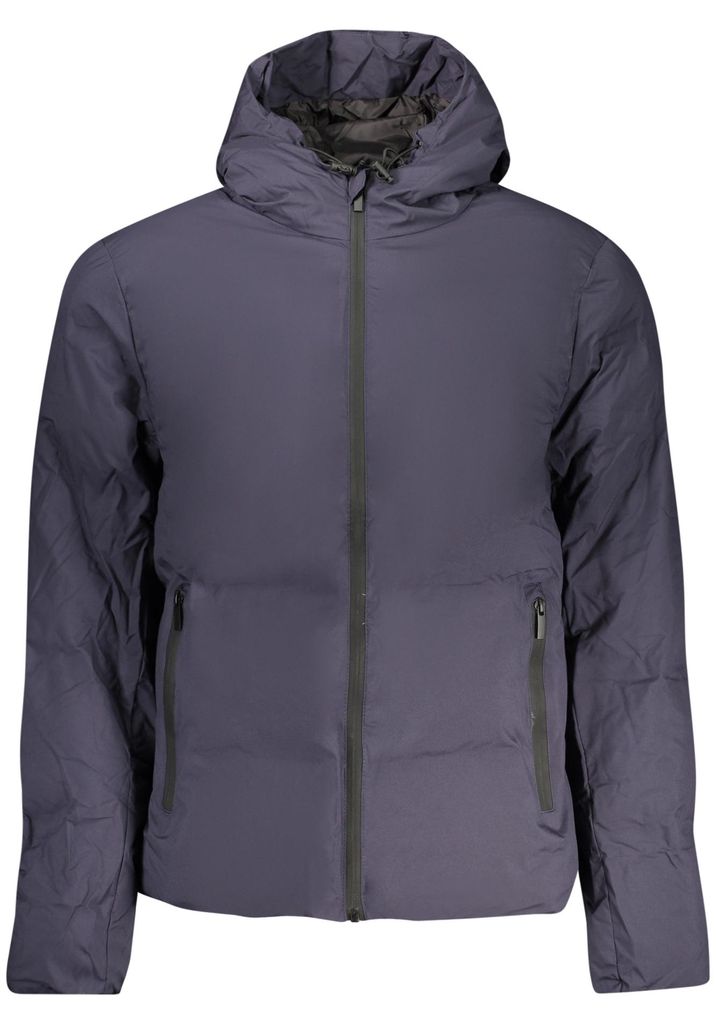 Elegante blaue Herrenjacke mit Kapuze und praktischen Taschen