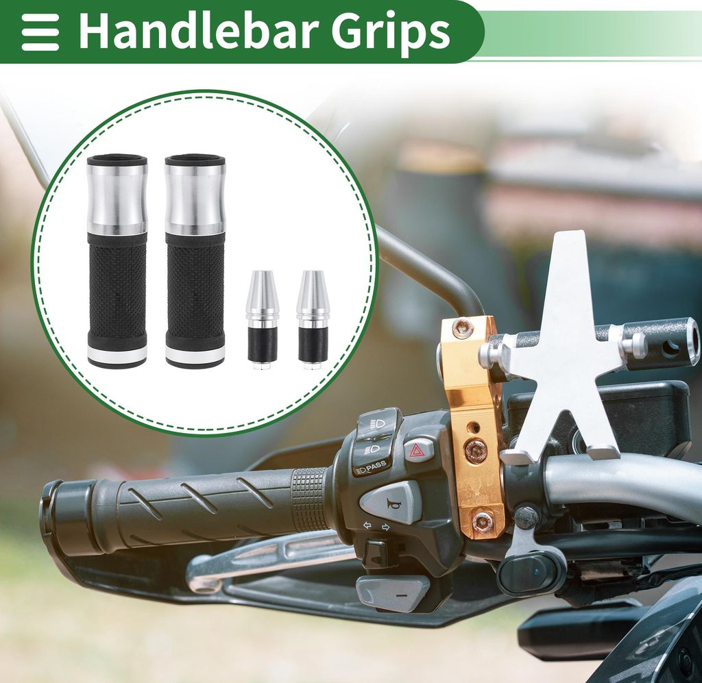 7/8" 22mm 15/16" 24mm Motorrad Lenkergriffe Abdeckung Kit Aluminiumlegierung Gummi Lenkergriffe für Motorrad Roller Fahrrad ATV Silber Ton 1 Satz
