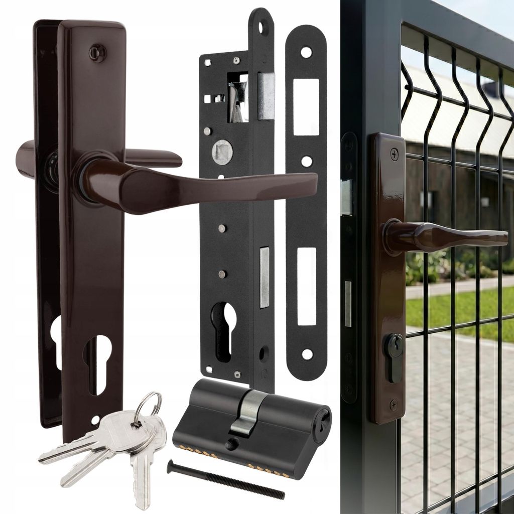 NATI Tor-Set – Brauner Griff 90, Schloss 90/22, Zylinder Produktbild 