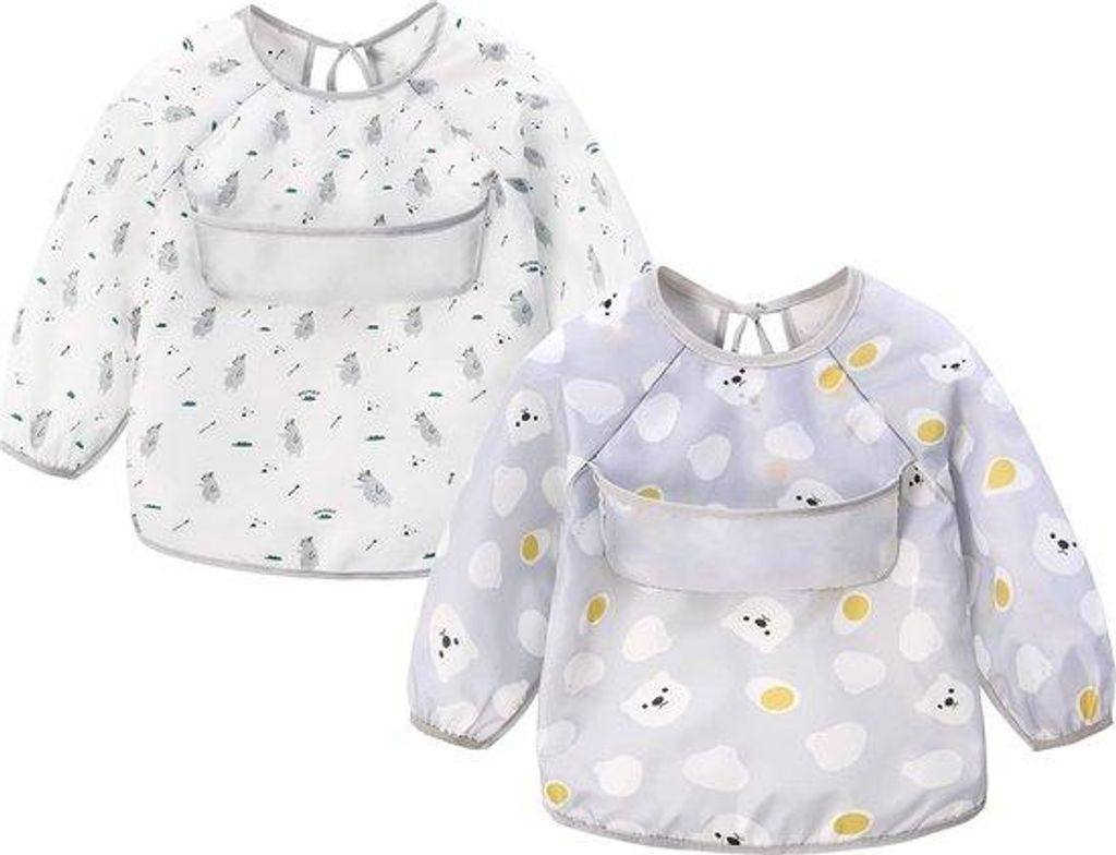 Zwei Wasserfeste Baby-Becken mit langen Ärmeln, Aufnahme-Schalen, Waschbar, weiche Baby-Becken, leckfreie Baby-Becken für Babys, Kleinkinder, Jun...