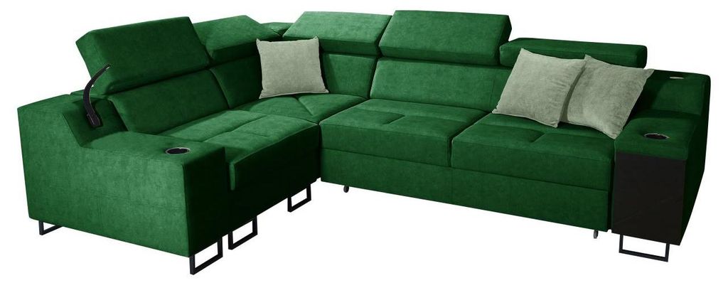 MIRJAN24 Ecksofa Alicante II, Schlaffunktion und Bettkasten, Lampe mit USB-Anschluss, L-Form Polsterecke (Uttario Velvet 2951 + Uttario Velvet 2954...