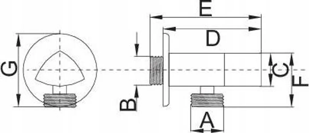 Robinet d'arrêt d'équerre 1/2x3/8 tête céramique type triangle inox - 2