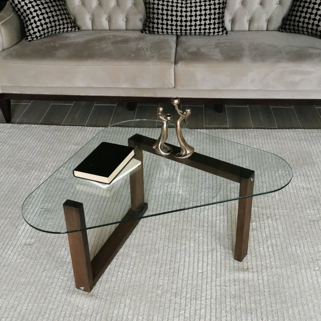 Table Basse Design Eufrasia en Bois Noyer Marron pour Salon Moderne - 8