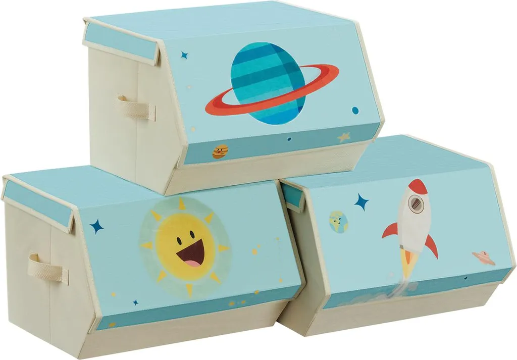 Boîtes de rangement pliables et empilables pour jouets - Set de 3 bacs