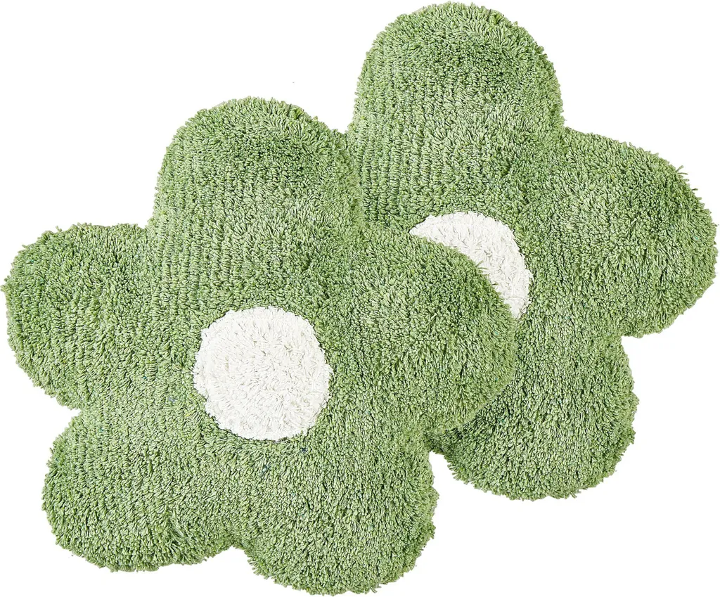 Coussin enfant fleur coton vert lot de 2 : confort et style sans risque