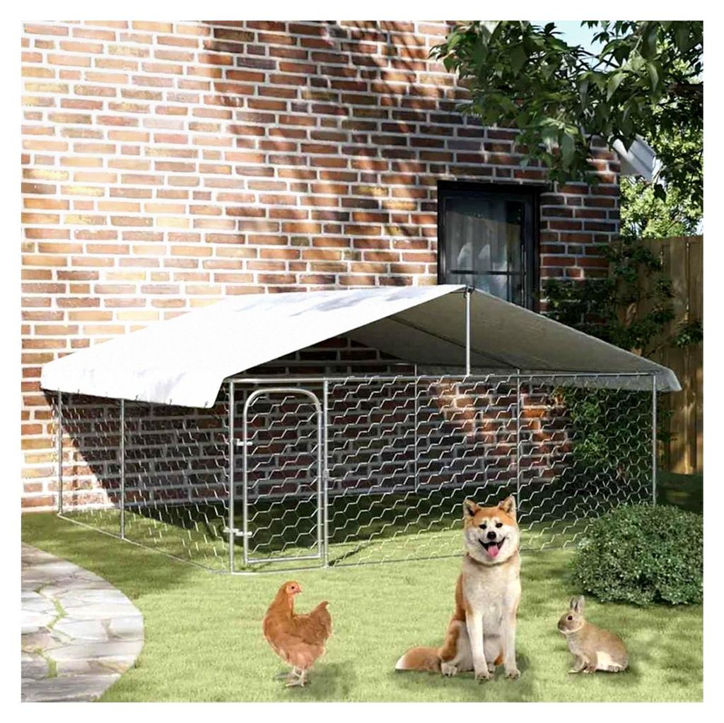 Outdoor-Hundezwinger mit Dach 300x300x150 cm, sicherer Hundeauslauf für Garten und Terrasse