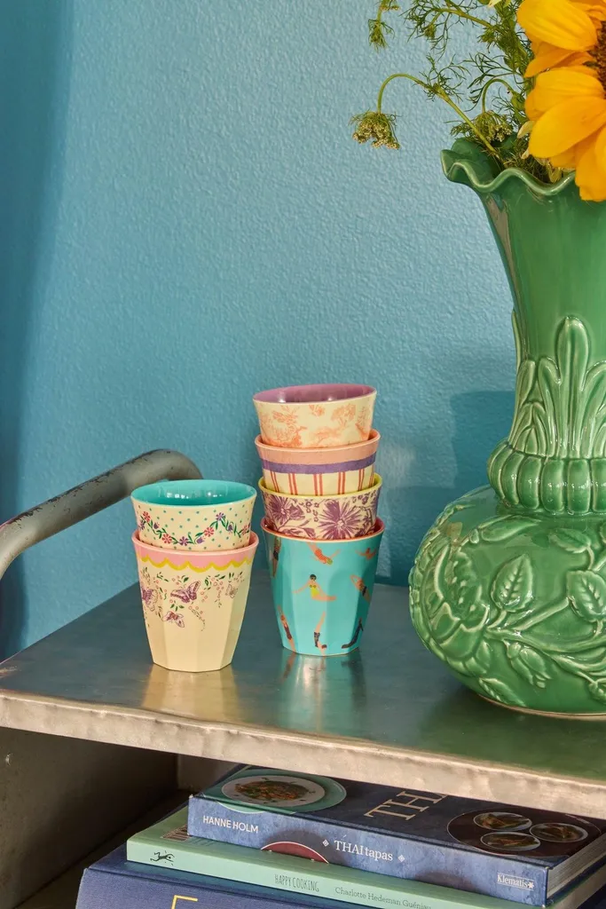 Rice Tazza in melamina media, rosa - Daisy Dearest Print