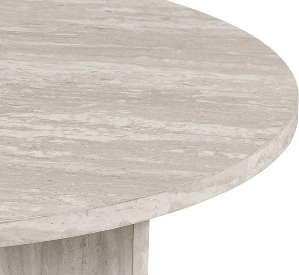 Table basse Drasir en travertin gris massif 90cm, design minimaliste - 6
