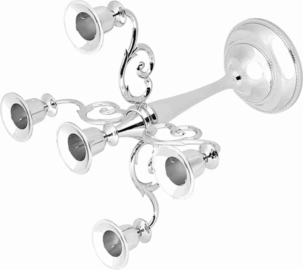 Bougeoir Candélabre Classique 5 Feux en Argent pour Fêtes et Réceptions
