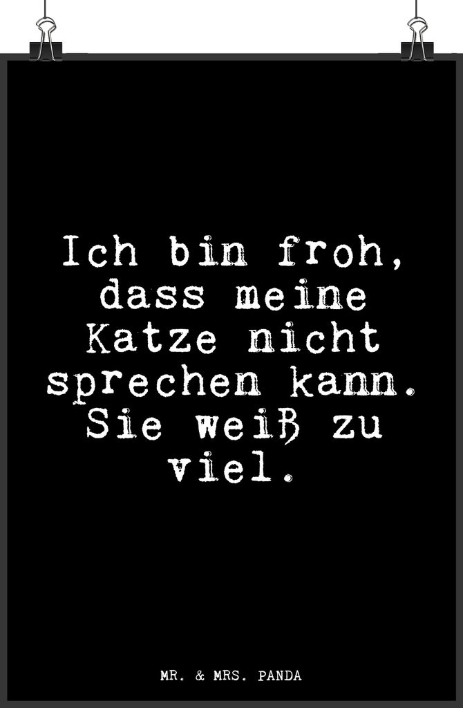 Mr. & Mrs. Panda Bild Ich bin froh, dass... DIN A4 - Schwarz - Geschenk, kunstdruck poster, drucke, Glizer Spruch Sprüche Weisheiten Zitate Lustig...