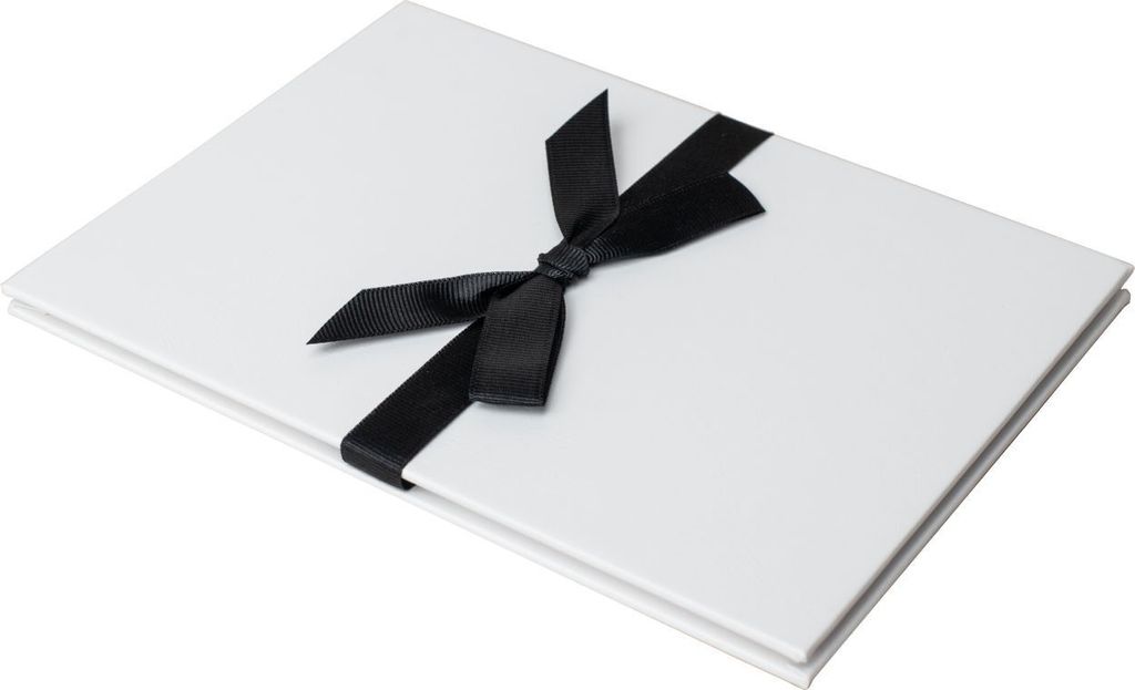 HNFD Leporello Lona weiß 12 Fotos 15x20 cm Kunstleder Schleife