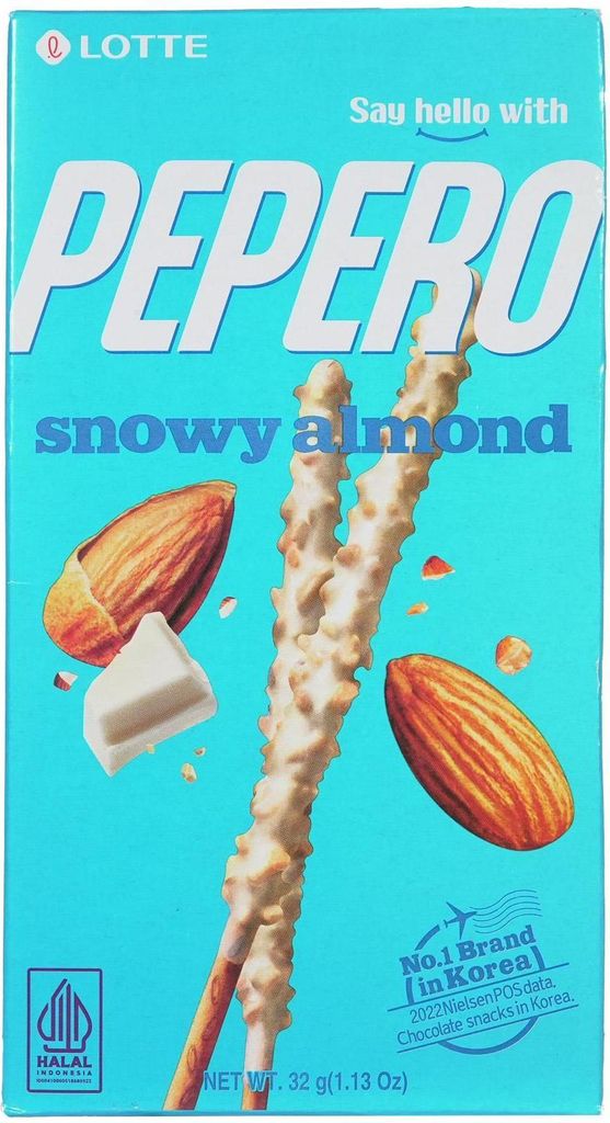 LOTTE Pepero Keksstäbchen mit Mandelstücken 32g | Snowy Produktbild 