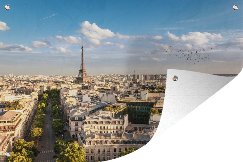 MuchoWow 120x80 cm Outdoor-Poster Gartendeko Sichtschutz Garten Poster für den Garten Frankreich - Paris - Eiffelturm
