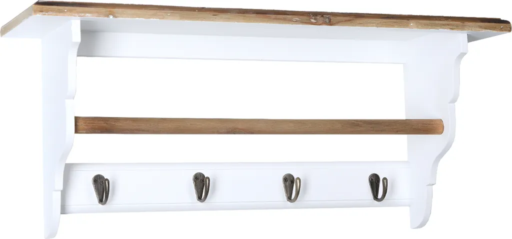 Aménager l'entrée avec ce portemanteau mural blanc 4 crochets et bois