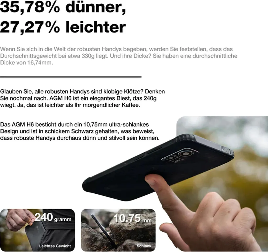 Fini les Écrans Cassés avec le AGM H6 Light Smartphone Incassable IP68
